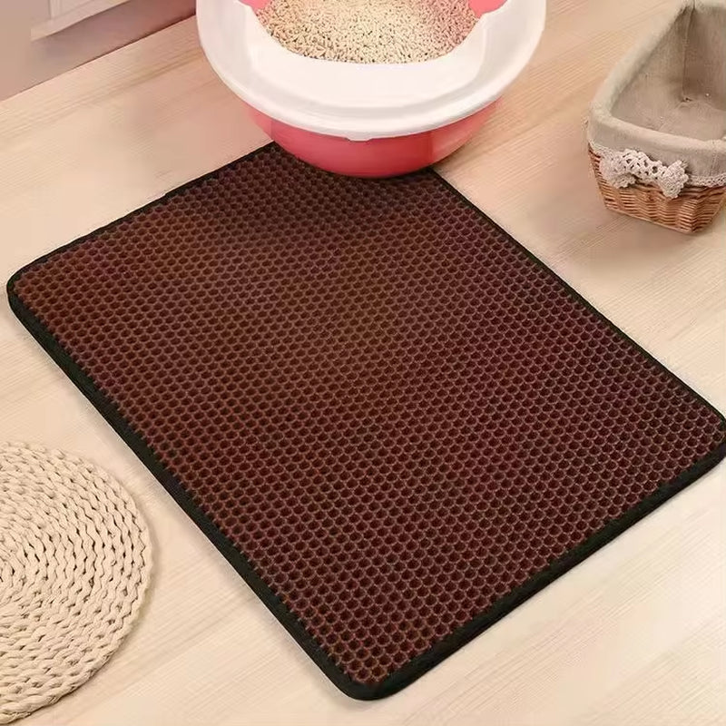 Cat Litter Mat with Gift Double Layer Waterproof Pet Litter Box Mat 