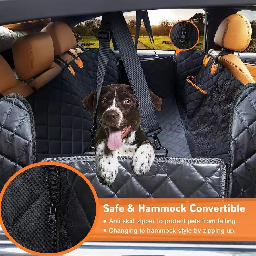 Dog Car Seat Cover for Back Seat, 100% Waterproof Visual  Window and Side Zipper 