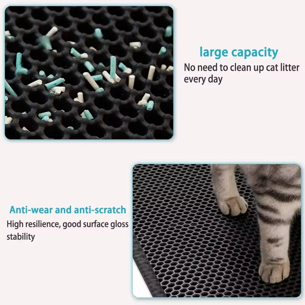 Cat Litter Mat with Gift Double Layer Waterproof Pet Litter Box Mat 