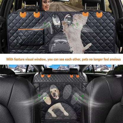 Dog Car Seat Cover for Back Seat, 100% Waterproof Visual  Window and Side Zipper 