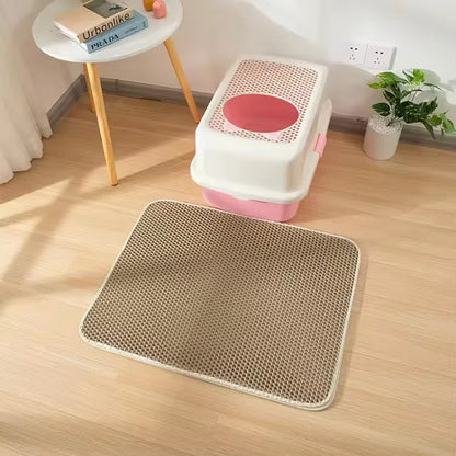 Cat Litter Mat with Gift Double Layer Waterproof Pet Litter Box Mat 